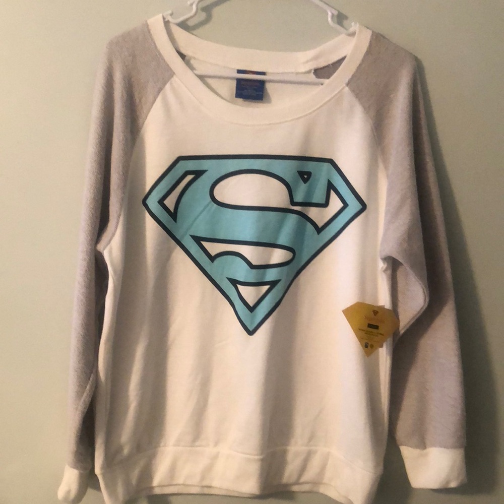 Superman Logo Women's Sweater - White and Gray